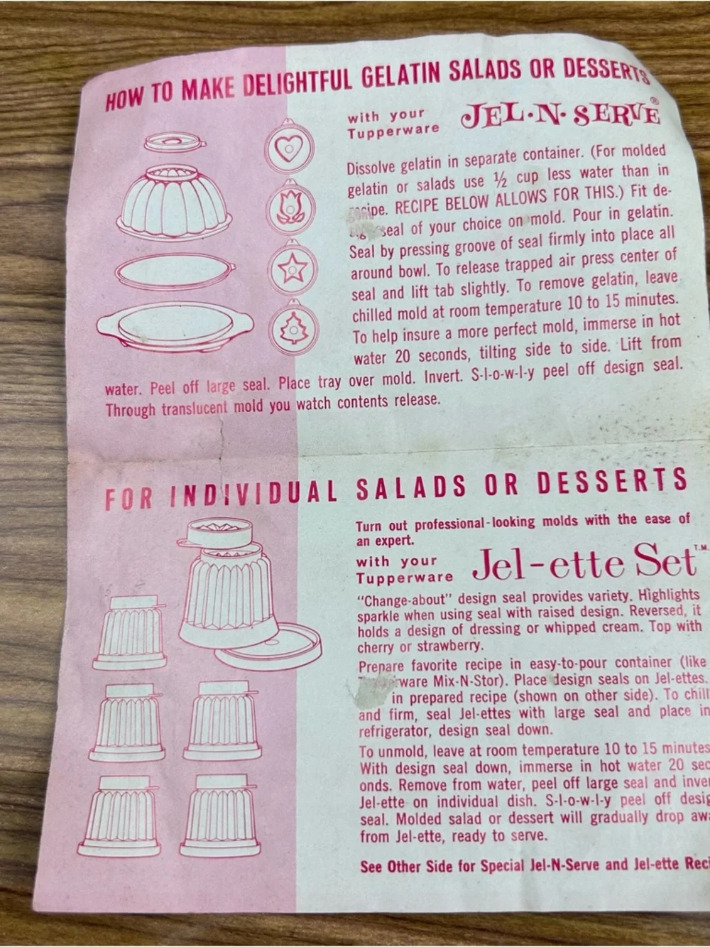 Vintage Tupperware JEL-N-SERVE Jello Mold 4 Design Inserts Lid Booklet
